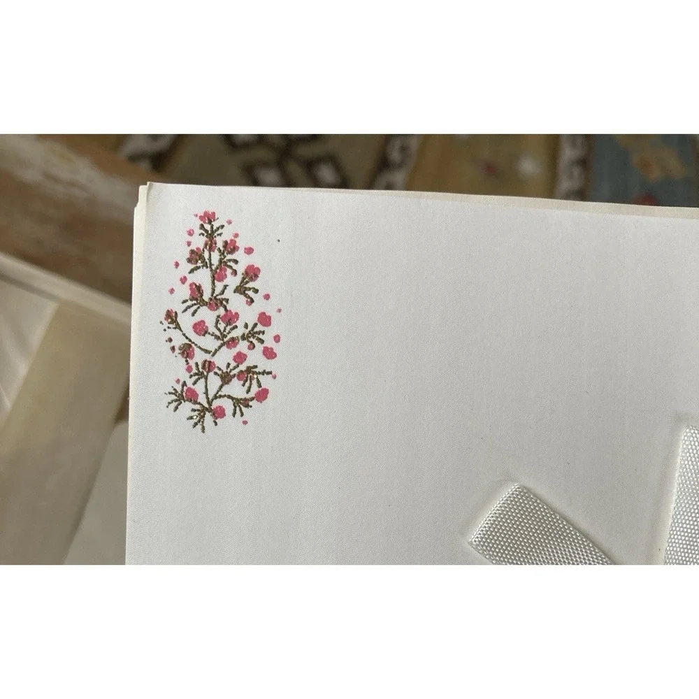 Vintage partial box of stationery letter paper Woodland pink gold design 1960's